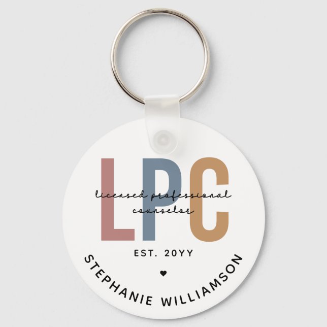 Custom LPC Licensed Professional Counsellor Keychain (Front)