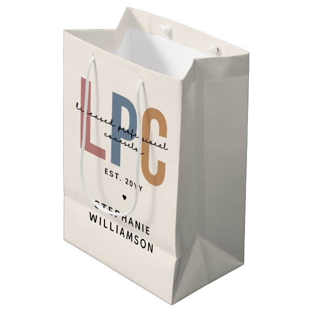 Custom LPC Licensed Professional Counsellor Medium Gift Bag (Front Angled)