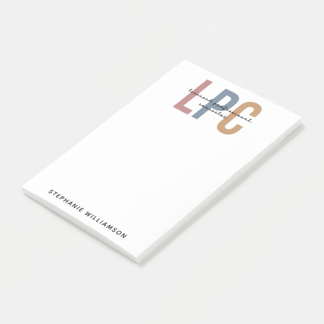 Custom LPC Licensed Professional Counsellor Post-it Notes (Angled)