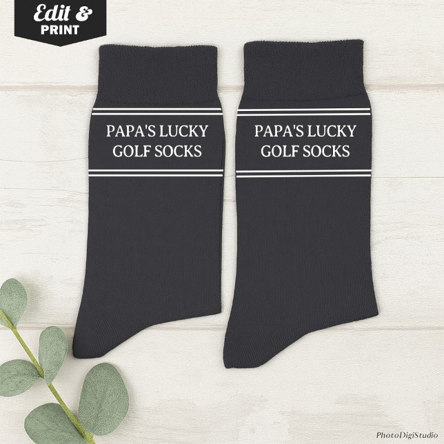 Custom Lucky Golf Socks, Golfer Christmas Birthday Socks (Custom Lucky Golf Socks Gray, Fun Golfer Grandfather Christmas Gift, Fun Socks for Husband Birthday)