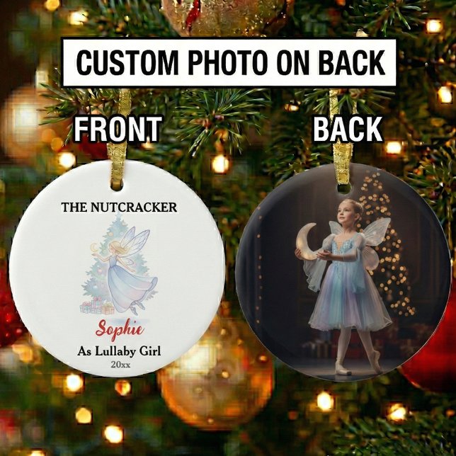 Custom Lullaby Girl Nutcracker Photo Christmas Ceramic Ornament (Creator Uploaded)