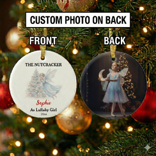 Custom Lullaby Girl Nutcracker Photo Christmas Ceramic Ornament