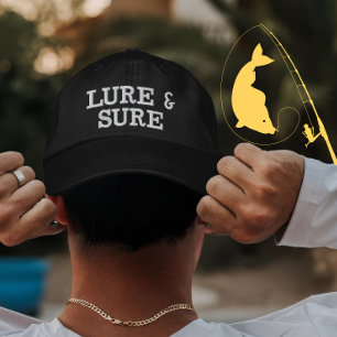 Custom Lure and Sure Fishing Design for Anglers Embroidered Hat