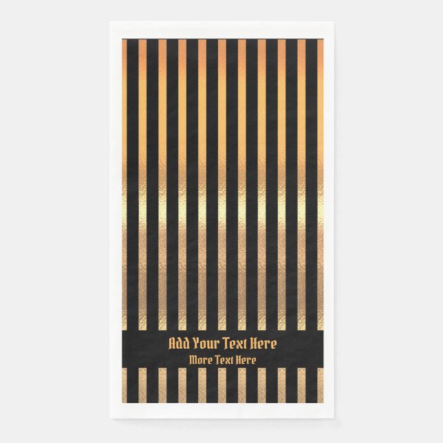 Custom Luxury Black And Gold Stripes  Napkin (Front)