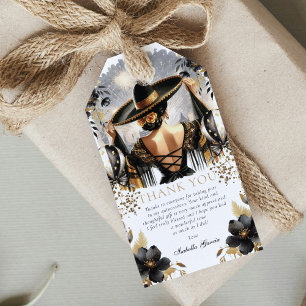 Custom Luxury Black Gold Quinceañera Gift Tags