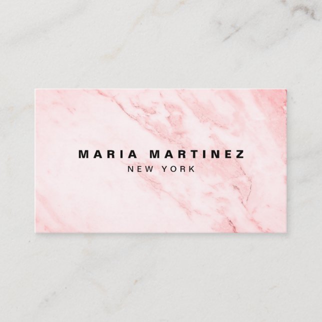 Custom Luxury Boutique Pink Marble Business Card (Front)