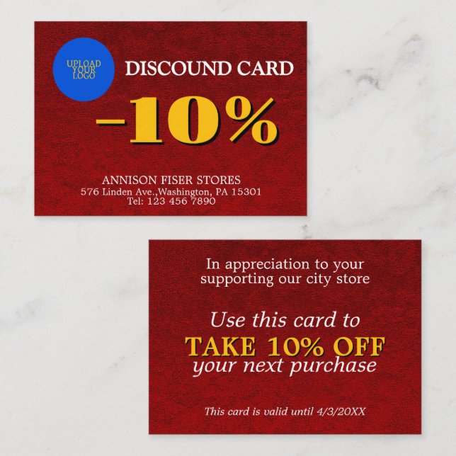 Custom Luxury Business Discount Card (Front/Back)