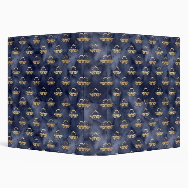 Custom Luxury Gold Bee Navy Night Celestial Binder (Background)