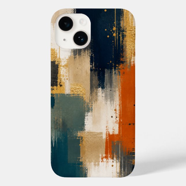 Custom Luxury Gold Navy Abstract Modern Art Design Case-Mate iPhone Case (Back)