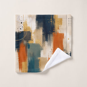 Custom Luxury Gold Navy Abstract Modern Art Wash Cloth