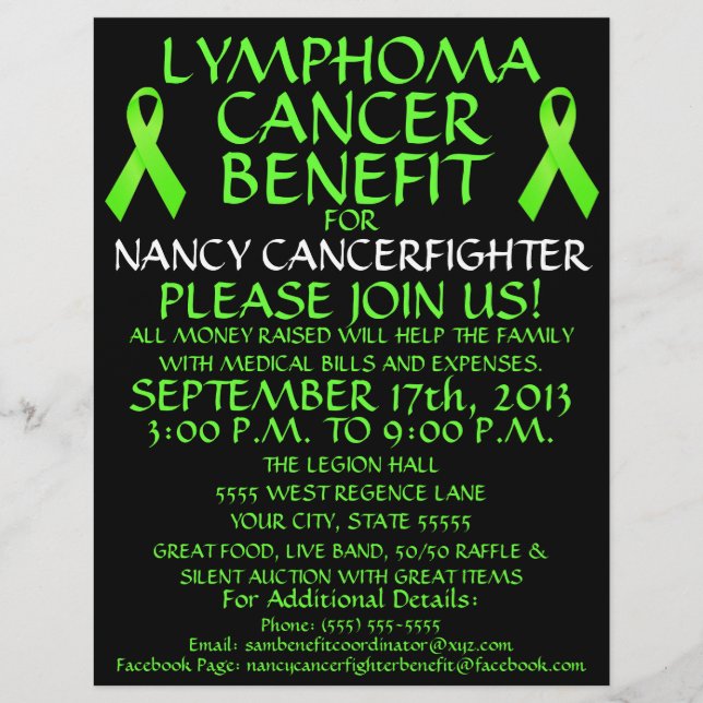 Custom Lymphoma Cancer Benefit Flyer (Front)