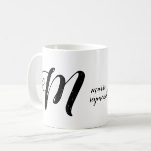 Custom M letter monogram b/w Coffee Mug