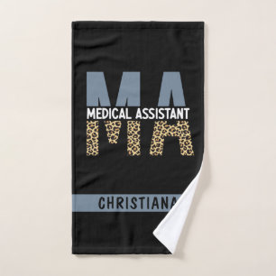 Custom MA Medical Assistant Leopard Print Hand Towel