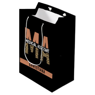 Custom MA Medical Assistant Leopard Print Medium Gift Bag