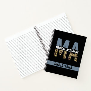 Custom MA Medical Assistant Leopard Print Notebook
