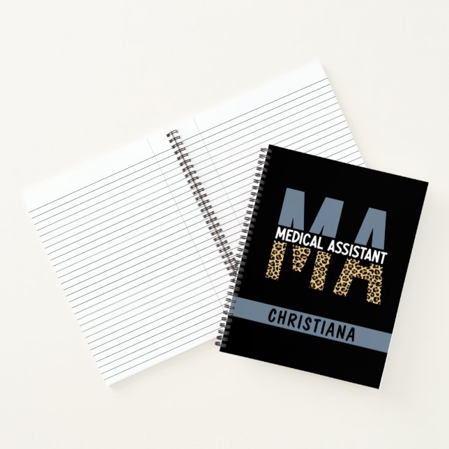 Custom MA Medical Assistant Leopard Print Notebook (Inside)