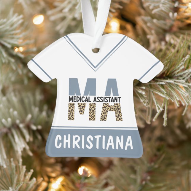 Custom MA Medical Assistant Leopard Print Ornament (Tree)