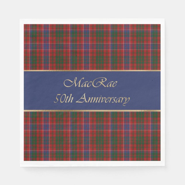 Custom MacRae Clan Tartan Plaid Paper Plate Napkin (Front)