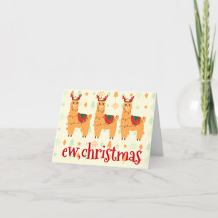 Custom Made Ew Christmas Funny Llamas Anti  Holiday Card
