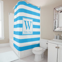 Custom Made Family Monogram Cerulean Blue Stripes