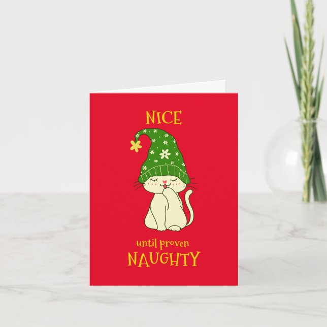 Custom Made Funny Festive Cat Christmas Holiday Card (Front)