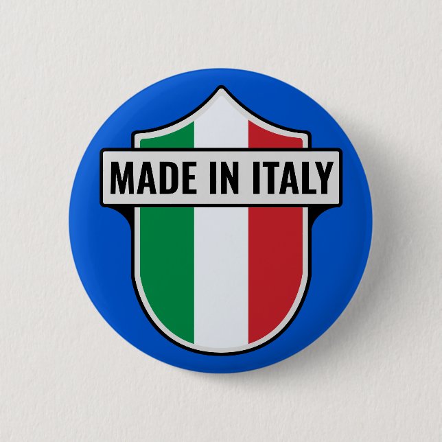 Custom "Made In Italy" Crest 2 Inch Round Button (Front)
