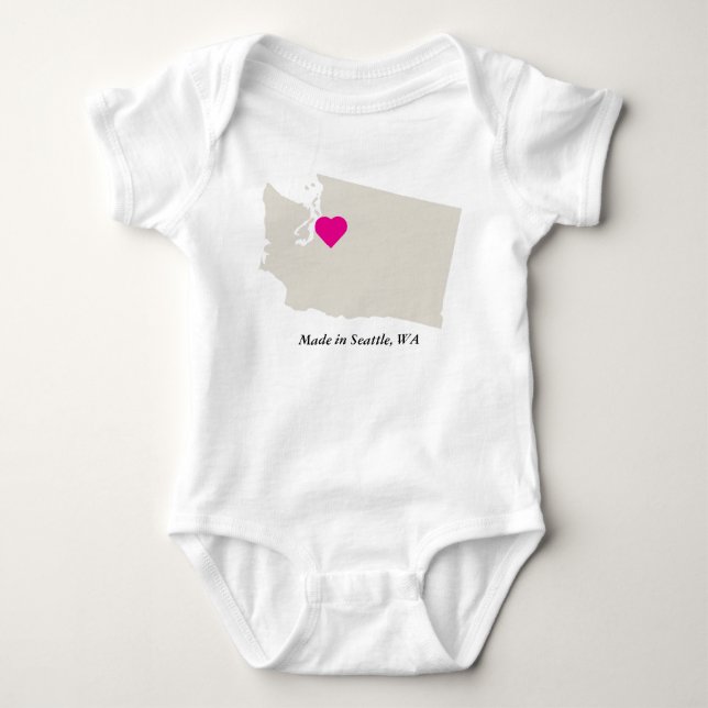 Custom Made In Washington State Love Baby Tee (Front)