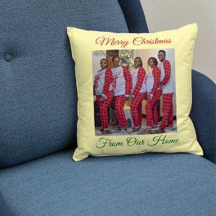 Custom Made Merry Christmas Holiday Photo Gift Throw Pillow