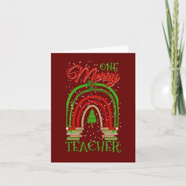 Custom Made One Merry Teacher Christmas Holiday Card (Front)