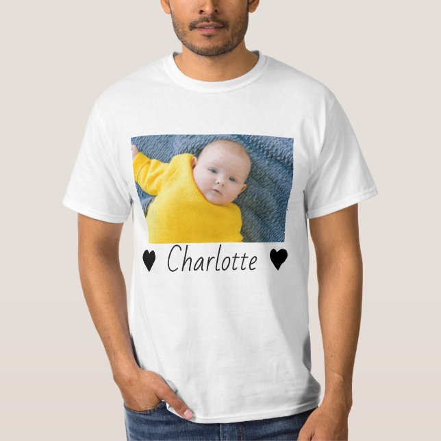 Custom Made Photo And Text Personalized T-Shirt (Front)