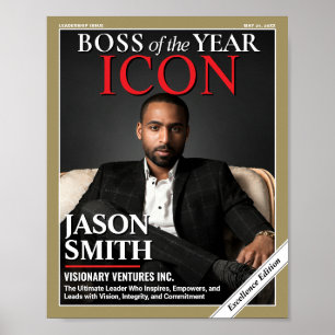 Custom Magazine Cover, Gift for Boss, Best Boss  Poster
