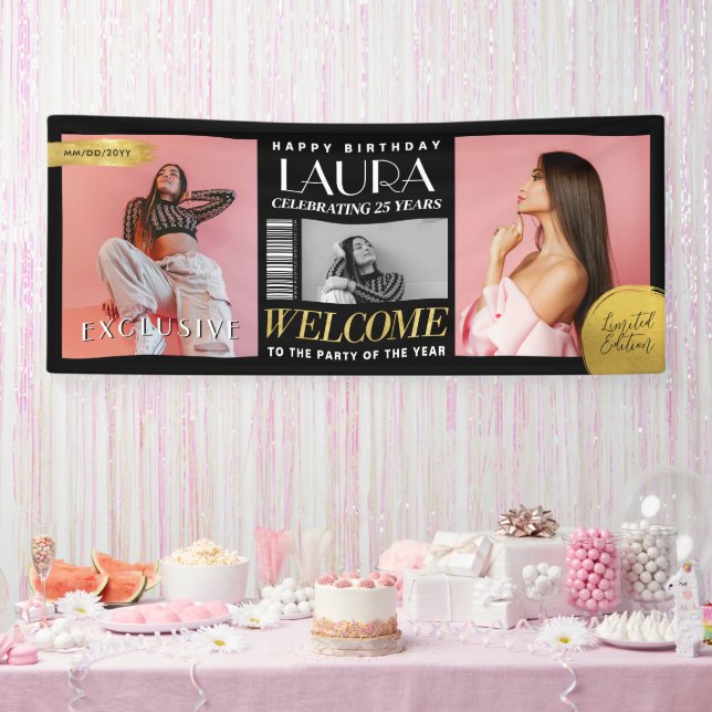 Custom Magazine Cover Modern Birthday Banner (Party)