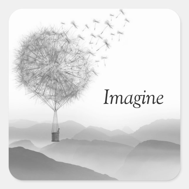 Custom Magical Dandelion Hot Air Balloon Imagine Square Sticker (Front)