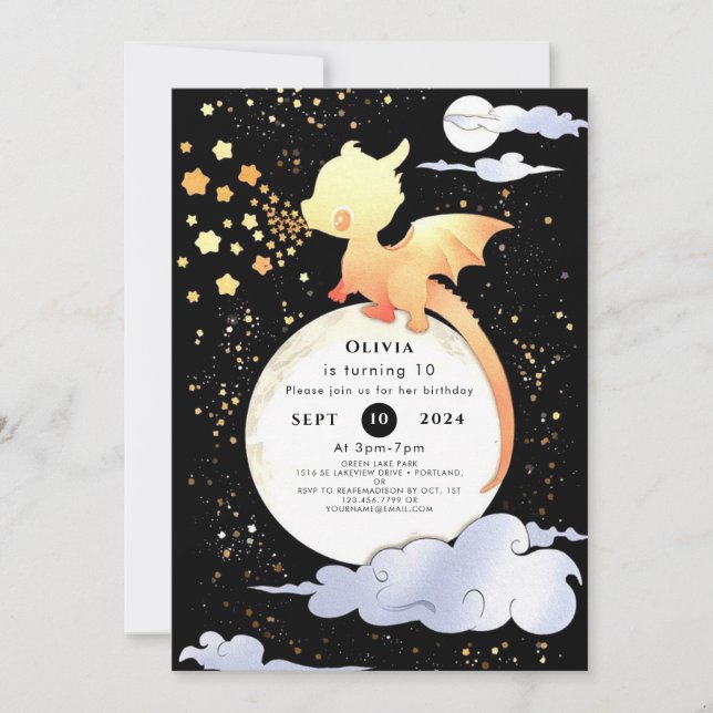 Custom Magical Dragon Birthday Invitation (Front)
