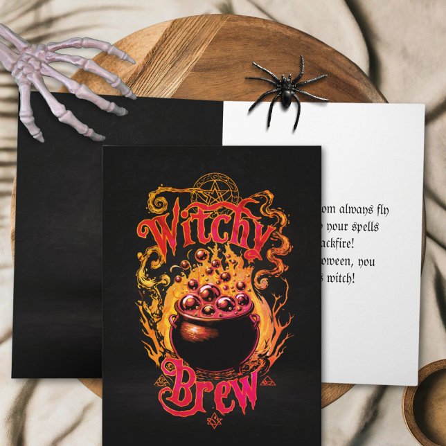Custom Magical Witch Brew Vintage Happy Halloween Card (Creator Uploaded)