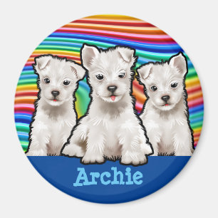 Custom Magnet Rainbow puppies.