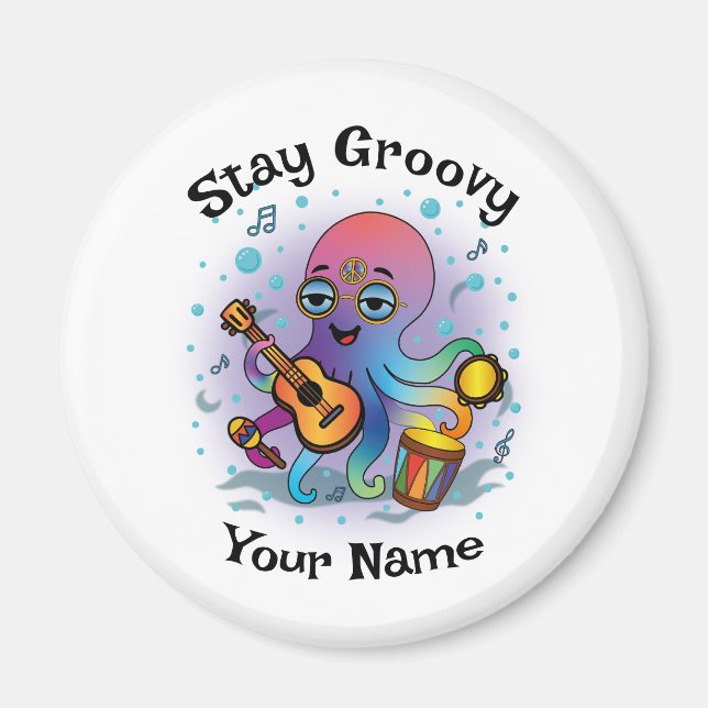 Custom Magnet | Retro Octopus | Name & Text (Devant)