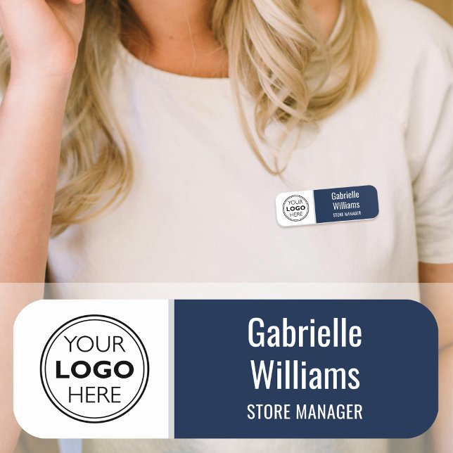 Custom Magnetic Name Tag Logo Employee Navy Blue (Creator Uploaded)