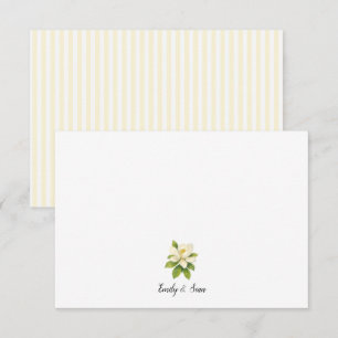Custom Magnolia Painting Stripe Preppy Thank You Card