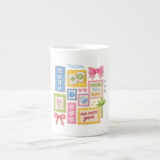 Custom Mahjong Patches Faux Embroidery Bone China Mug