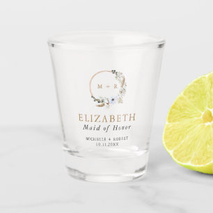 Custom Maid of Honor Gift Boho Wreath Wedding  Shot Glass