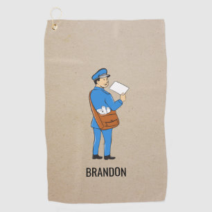 Custom Mailman Retro Letter Carrier Golf Towel