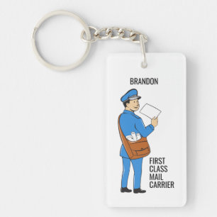 Custom Mailman Retro Letter Carrier Keychain