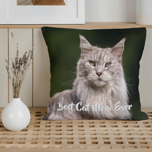 Custom Maine Coon Cat Photo Throw Pillow
