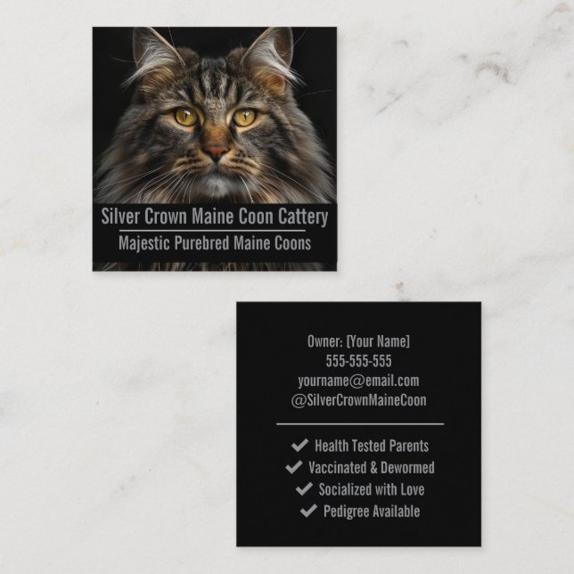 Custom Maine Coon Cattery Business Card  (Front/Back)