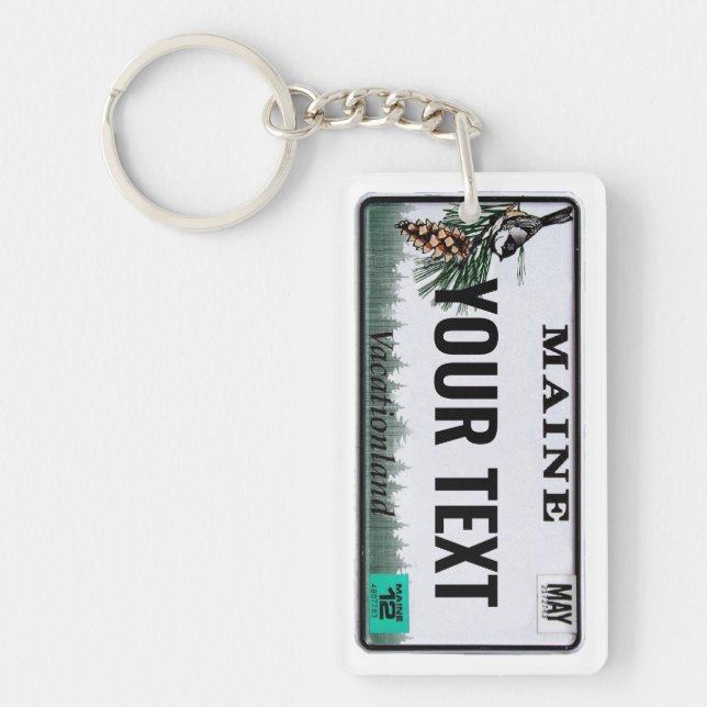 Custom Maine License Text Keychain (Front)
