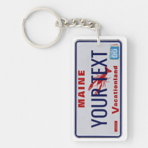 Custom Maine License Text Keychain