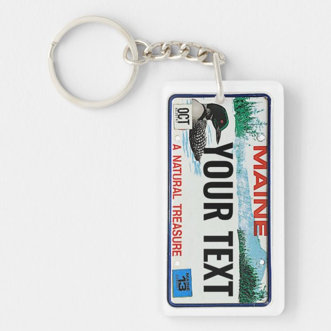 Custom Maine License Text Keychain (Front)