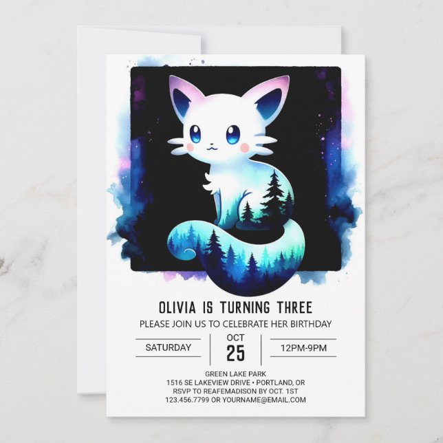 Custom Majestic Cat Birthday Invitation (Front)