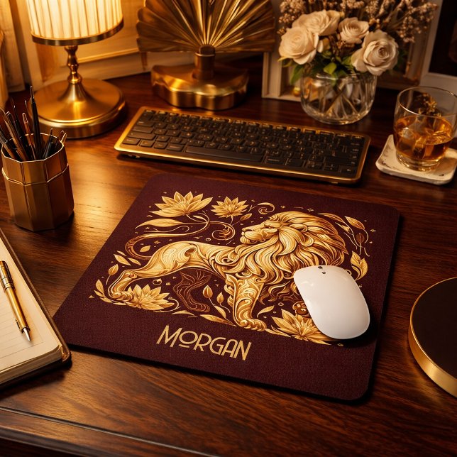 Custom Majestic Gold Lion Mouse Pad (Creator Uploaded)
